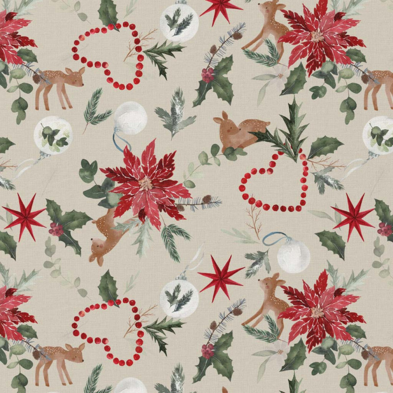 Algodón estampado NORTEN Beige / Rojo